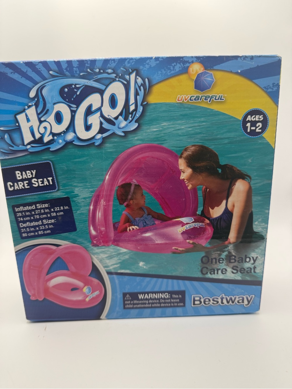 H2O GO! Pink Baby Care Seat - Infant Pool Float with Canopy